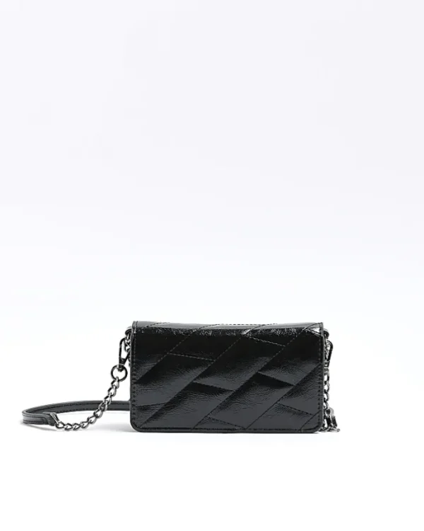 Black quilted chain cross body bag