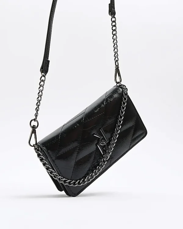 Black quilted chain cross body bag