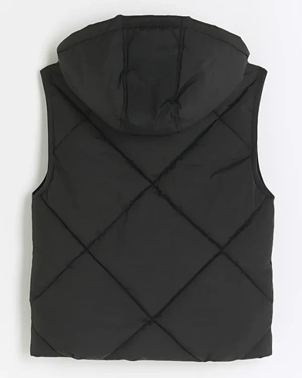 Black quilted hooded gilet