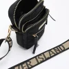 Black quilted phone holder bag