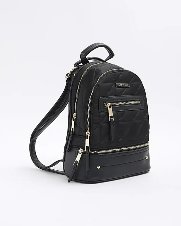 Black Quilted Zip Backpack