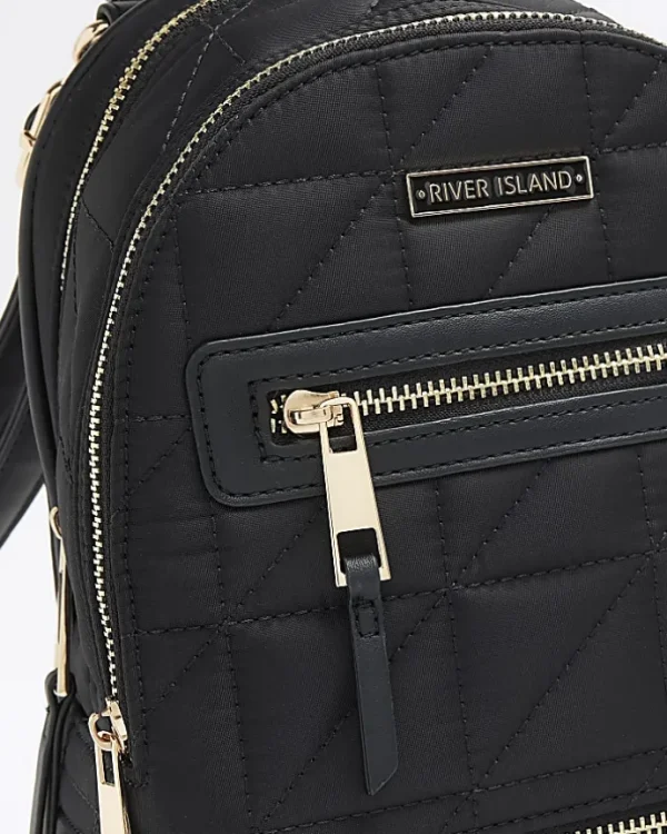 Black Quilted Zip Backpack