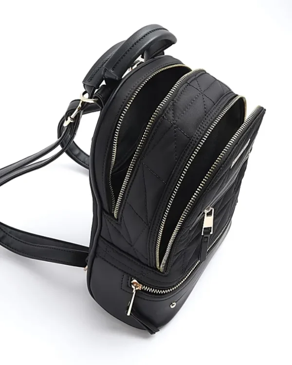 Black Quilted Zip Backpack