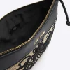 Black raffia embroidered pouchette bag