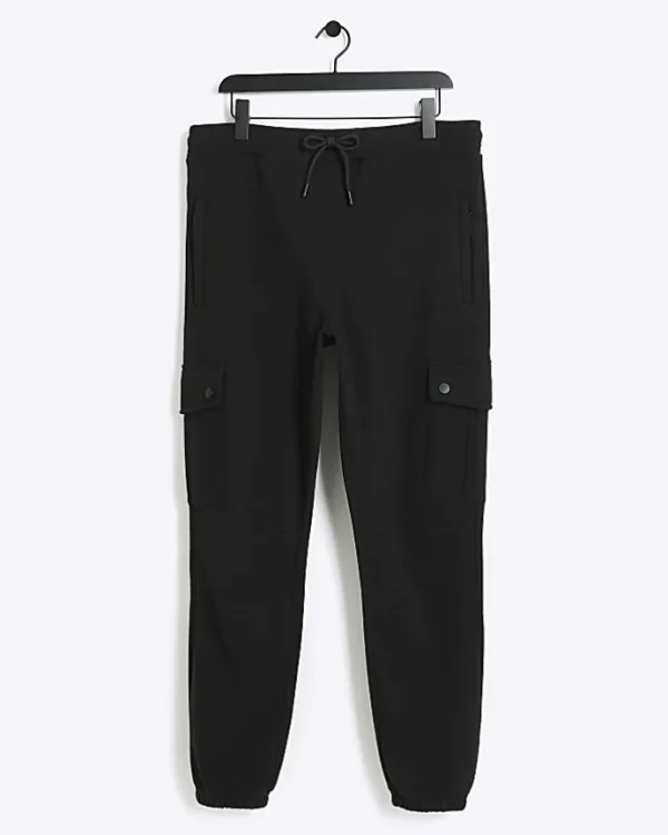 Black regular fit cargo joggers