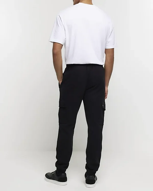 Black regular fit cargo joggers