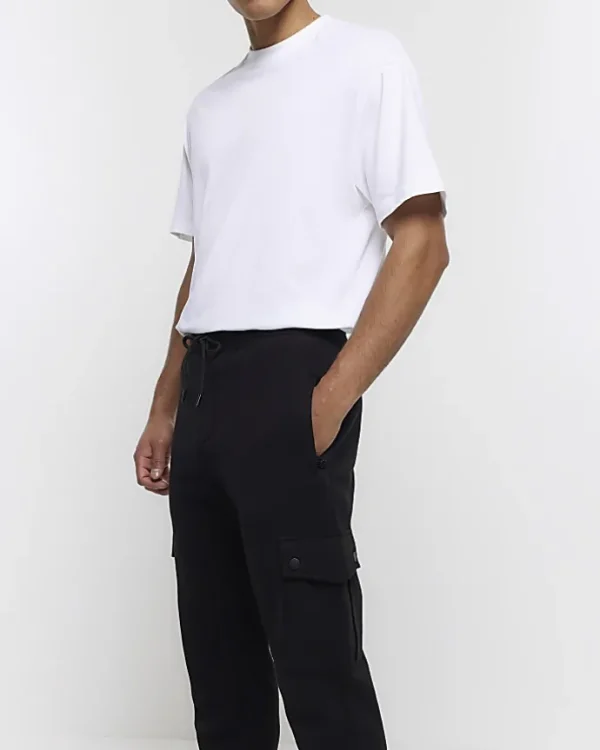 Black regular fit cargo joggers