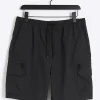 Black regular fit cargo shorts