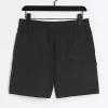 Black regular fit cargo swim shorts