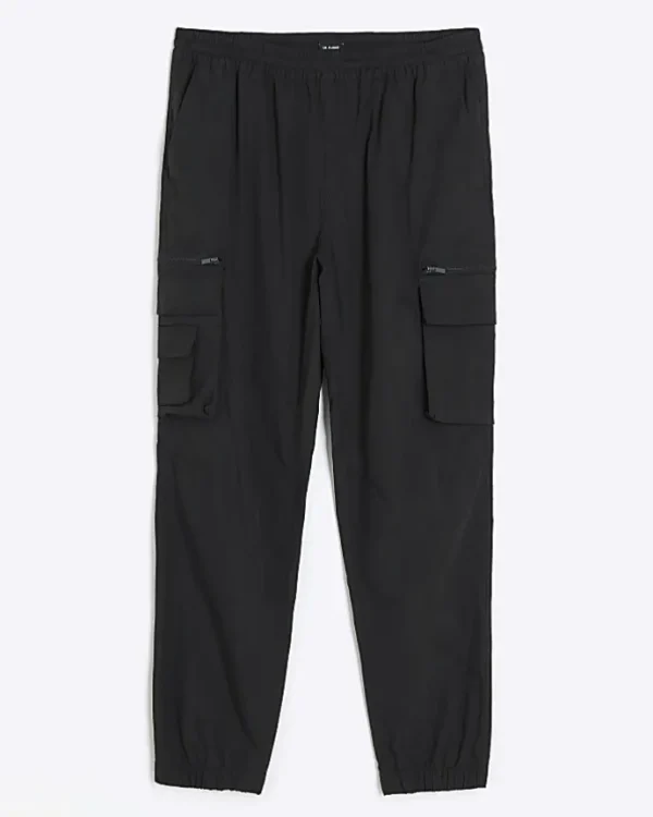 Black regular fit cargo trousers