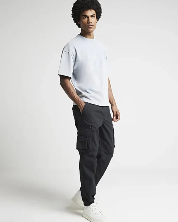 Black regular fit cargo trousers