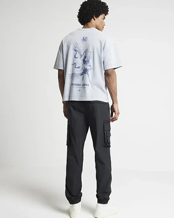 Black regular fit cargo trousers