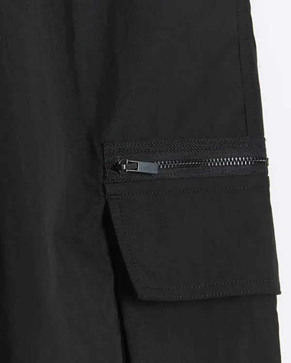 Black regular fit cargo trousers