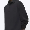 Black regular fit collared rugby polo