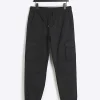 Black regular fit cuffed cargo trousers