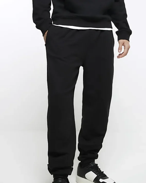 Black regular fit cuffed joggers