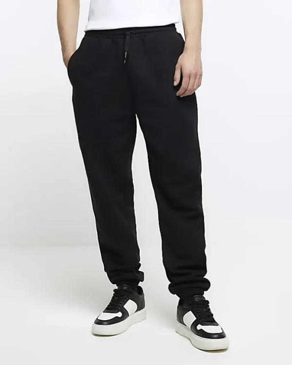 Black regular fit cuffed joggers