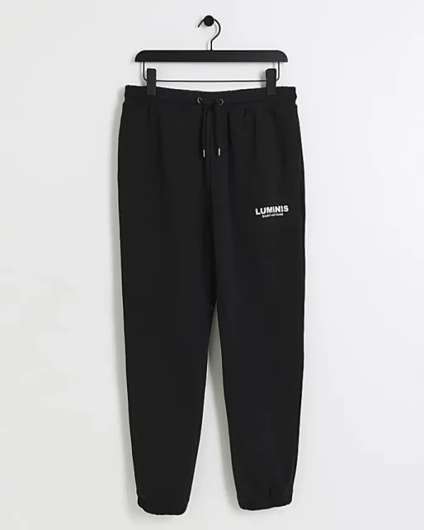 Black regular fit graphic joggers