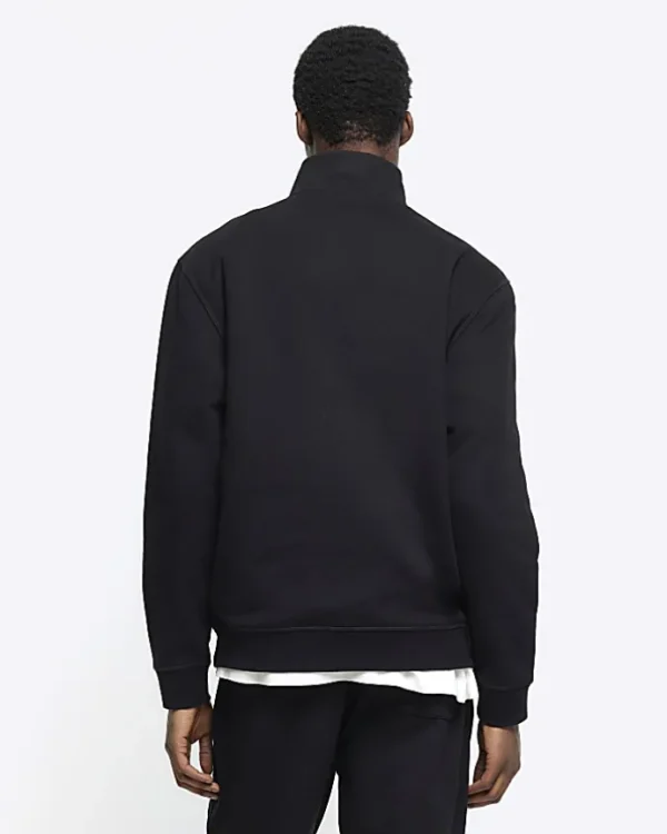 Black regular fit half zip sweatshirt