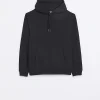 Black regular fit plain hoodie