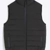 Black regular fit quilted puffer gilet