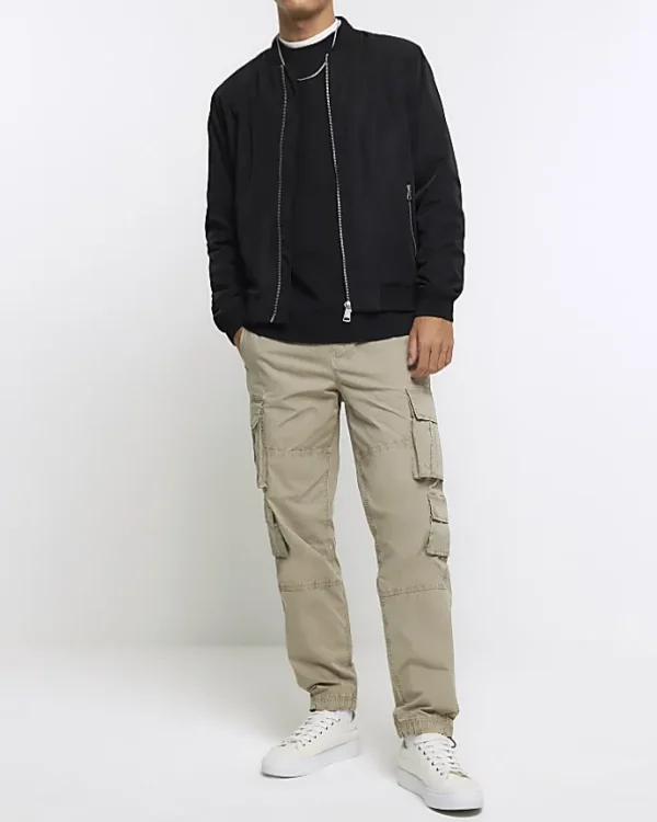 Black regular fit rib sweatshirt