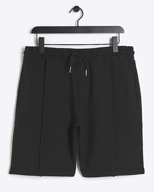 Black regular fit textured smart shorts