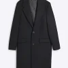 Black regular fit wool blend premium coat