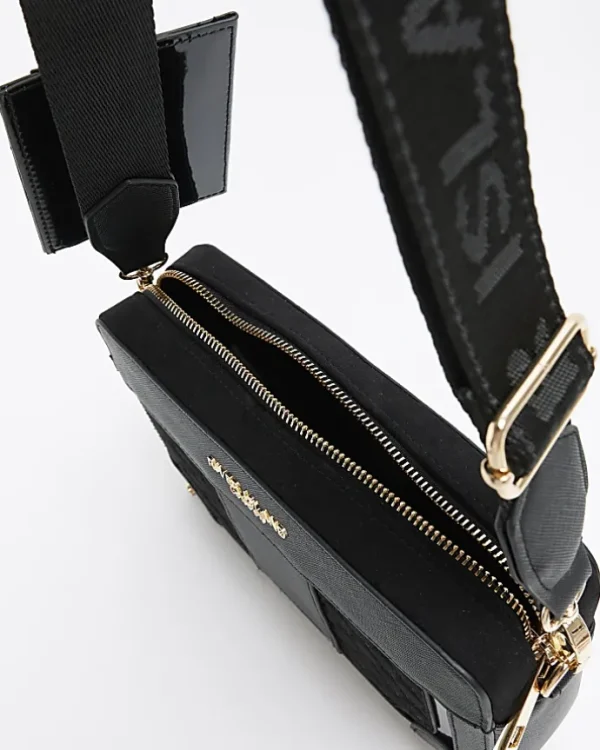 Black RI monogram boxy cross body bag