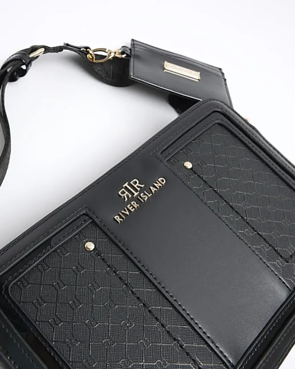 Black RI monogram boxy cross body bag