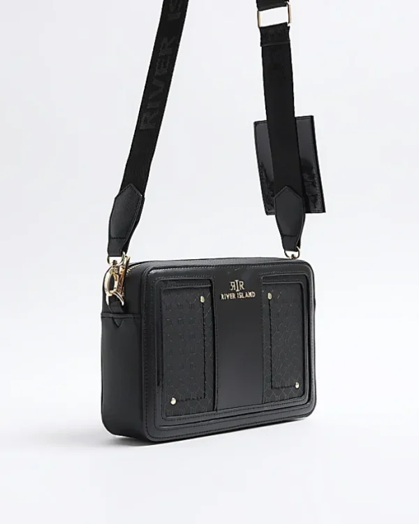 Black RI monogram boxy cross body bag