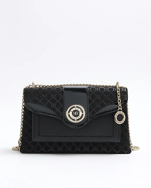 Black RI monogram chain shoulder bag