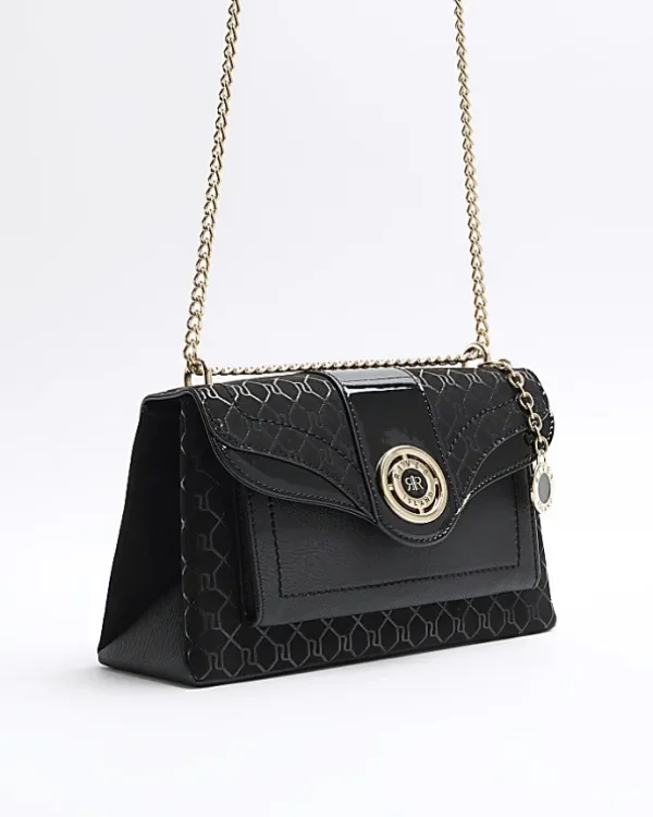 Black RI monogram chain shoulder bag