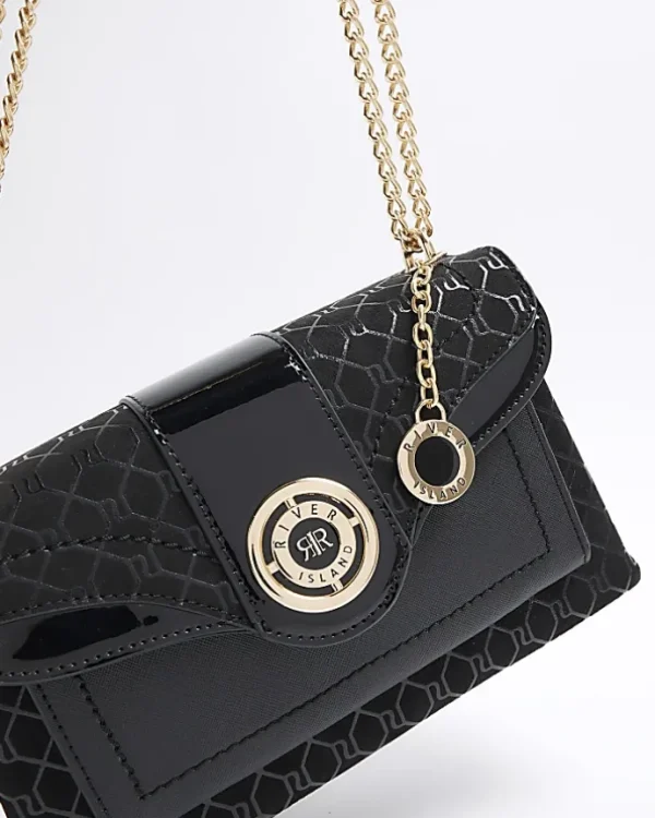 Black RI monogram chain shoulder bag