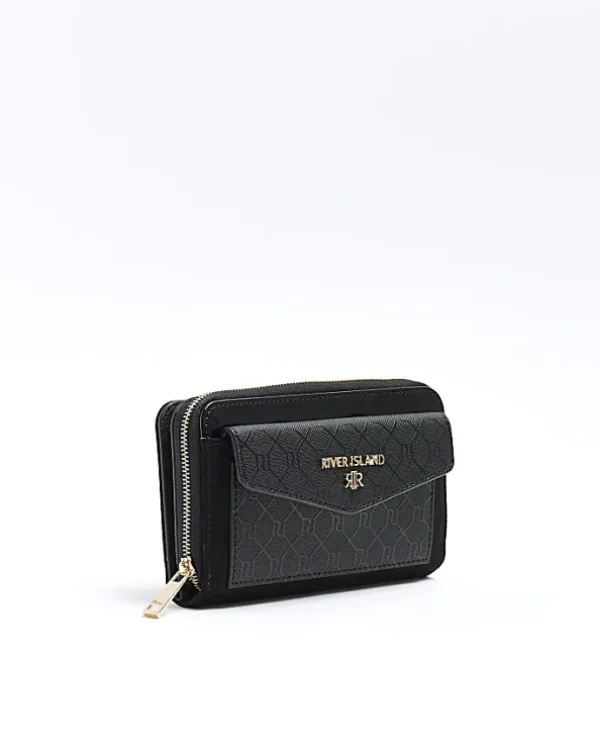 Black RI monogram envelope purse