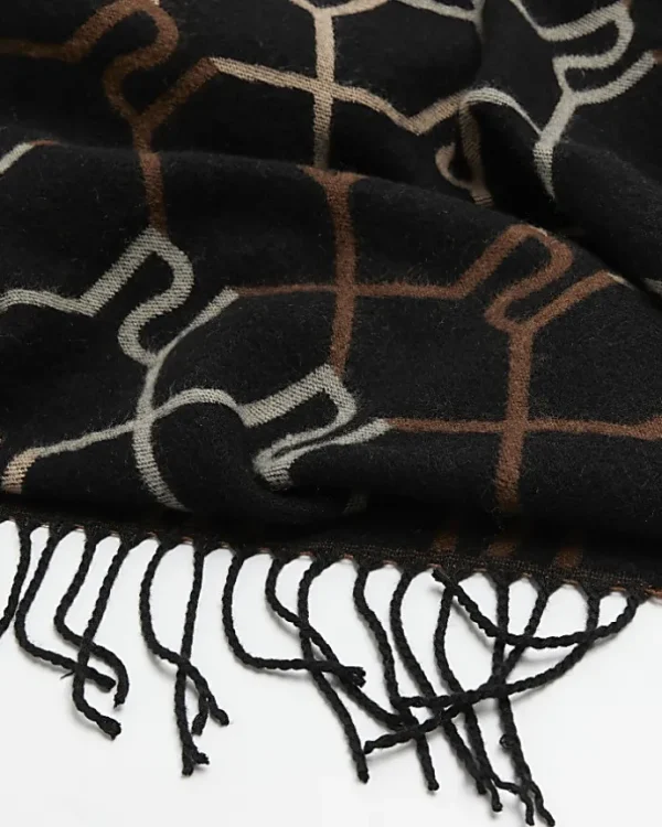 Black RI monogram ombre scarf