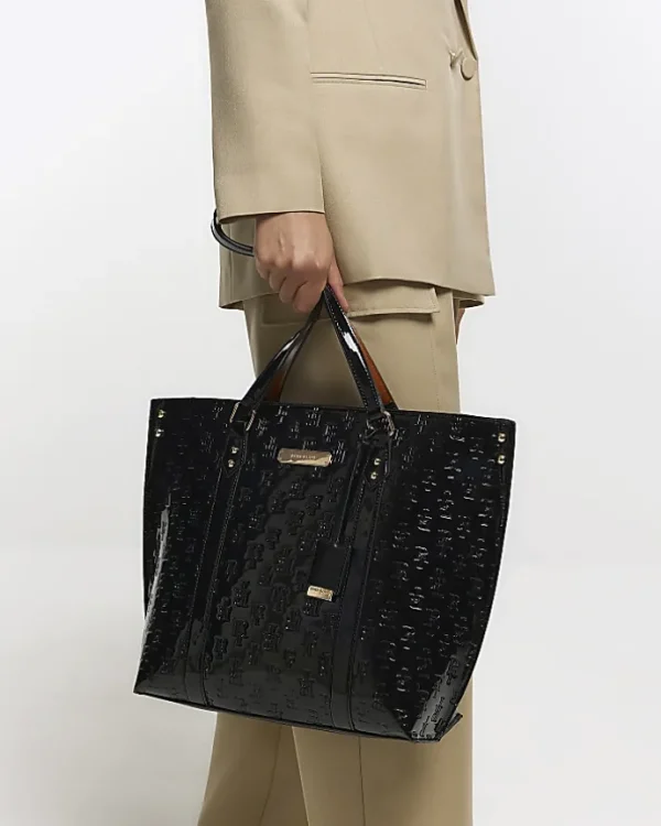 Black RI monogram shopper bag