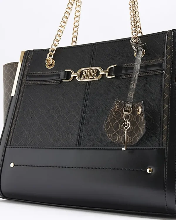 Black RI monogram tote bag