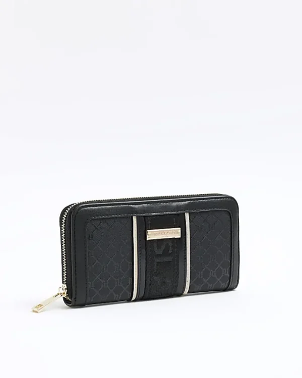 Black RI monogram webbing purse