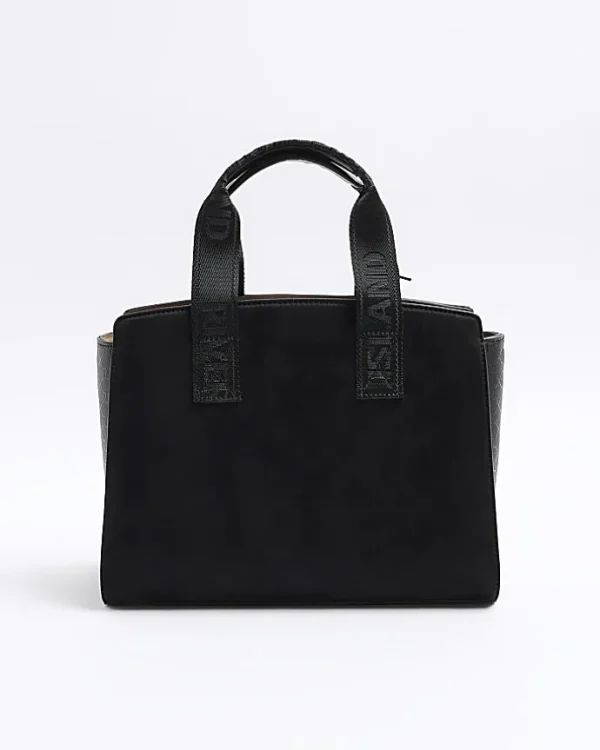 Black RI monogram webbing tote bag