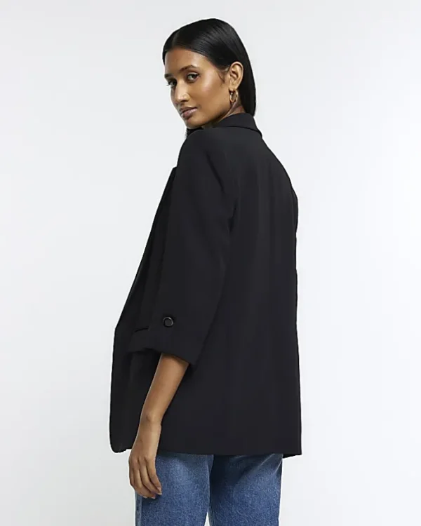 Black rolled sleeve blazer