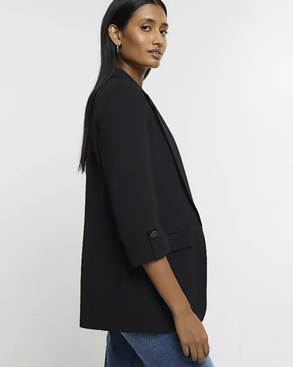 Black rolled sleeve blazer