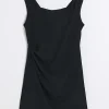 Black ruched bodycon mini dress