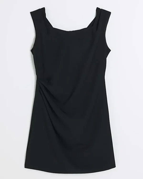 Black ruched bodycon mini dress