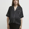 Black satin maternity pyjama top