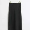 Black satin maxi skirt