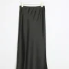 Black Satin Midi Skirt