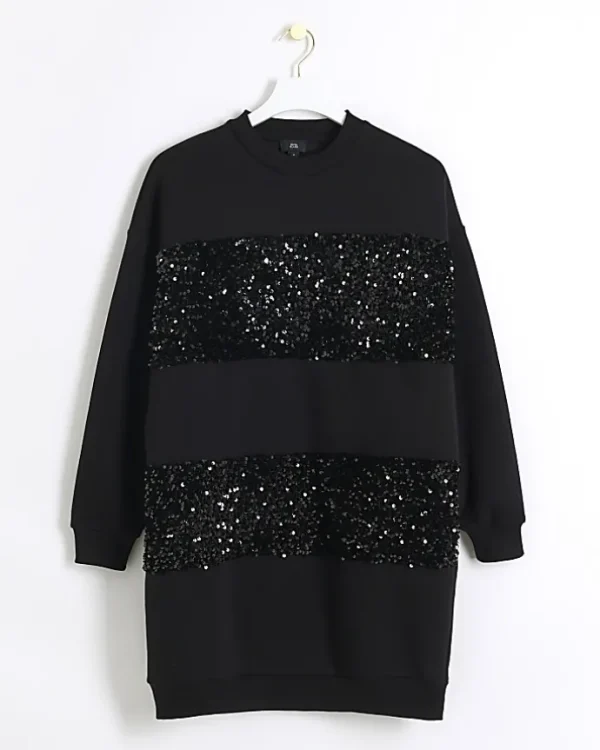 Black sequin sweatshirt mini dress