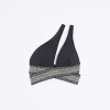 Black shirred asymmetric bikini top