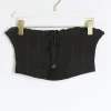 Black shirred glitter bandeau top